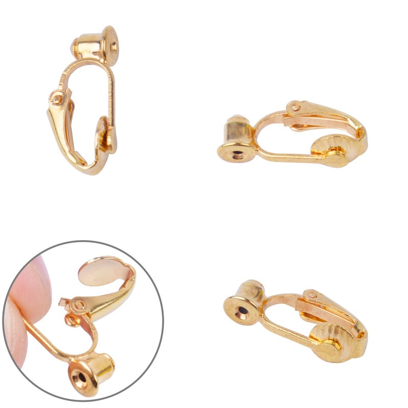 BronaGrand 20 Pieces Earring Clip Backs Clip-on Earring Converter Components Findings with Post for None Pierced Ears, Silver and Gold - Image 3